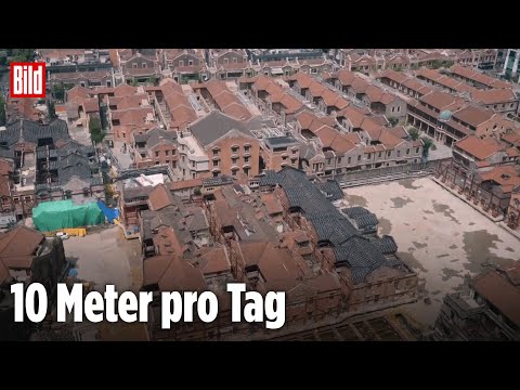 Shanghai, China: Haus bewegt sich wie von Geisterhand