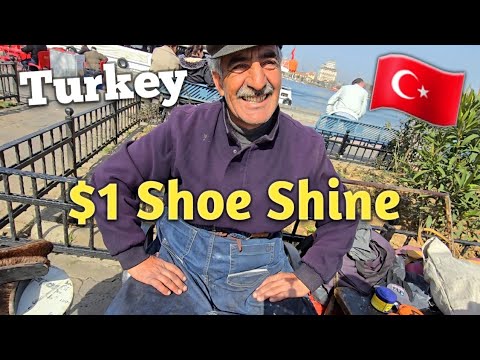 $1 HONEST SHOE SHINE MAN | ISTANBUL TURKEY 🇹🇷  (ASMR)