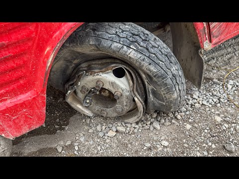 Old Ford Truck Wrecked: Front Axle, Tires & Rims Completely Destroyed