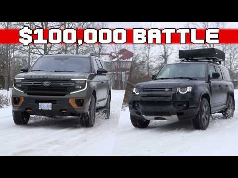 Ford Expedition vs Land Rover Defender vs SLOPPY Winter Roads - Which BIG SUV is Best?