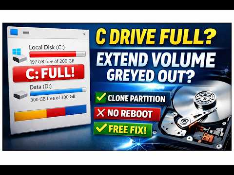 C Drive Full but Cannot Extend? Fix Greyed Out Extend Volume (No Reboot, Free)