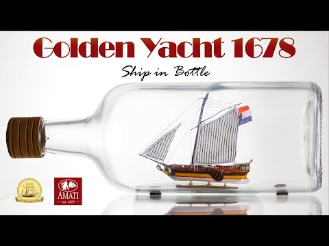 The Secret REVEALED, "HOW to MAKE Ship in a Bottle", Golden Dutch Yacht in Bottle 1:300 Scale