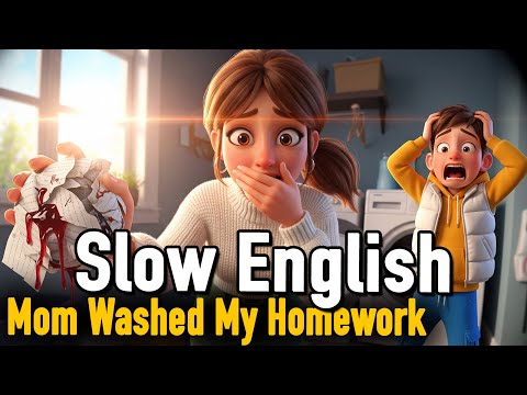 Days of My Family - 😱Mom Washed My Homework | Slow English For Beginners | A1–A2 level