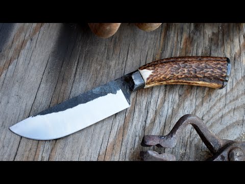 Forging an integral hunting knife from coil spring