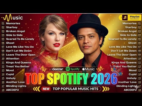 Spotify Pop Hits 2026🌊  Best Of Taylor Swift, Bruno Mars, Adele, The Weeknd, Rihanna