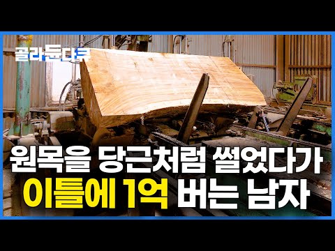 소문 듣고 손님이 몰려온다. 통원목 쌓아 놓고 썰어서 팔았더니 주말에 1억버는 사장님│우드 슬래브 만드는 과정│나무 식탁│극한직업│#골라듄다큐