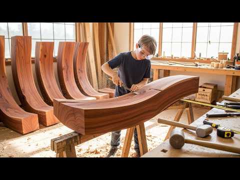 Young Carpenter Genius and Redwood Slab and Logs, Watch What He Does with Them!!!