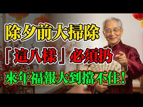 南懷瑾：除夕前大掃除，這8樣東西一定扔！過年前請走這8尊「窮神」，來年福報擋都擋不住！#除夕 #大掃除 #風水 #扔舊物 #民俗禁忌 #招財  #南懷瑾 #斷舍離 #除舊迎新 #2026運勢