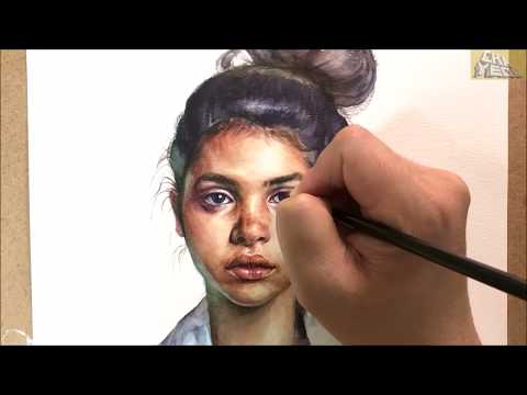 Watercolor Portrait painting demonstration of a woman