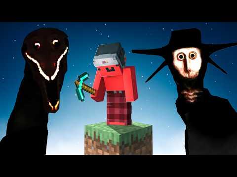 I Beat Minecraft ONE BLOCK with Every Horror Mod