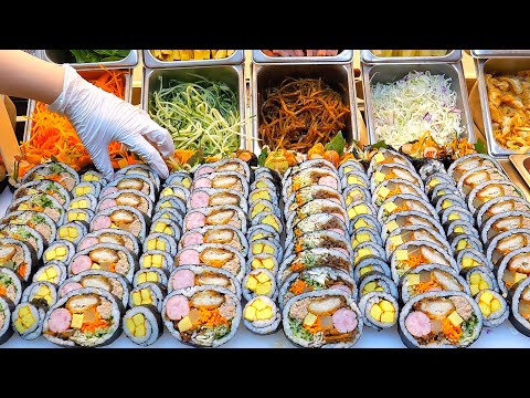 How to make Amazing size Kimbap Gimbap - Korean street food / 영등포 김밥 맛집 얌샘김밥