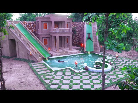 [Full Video]Build Creative Water Slide Park To Swimming Pool & Beauty Villa House Design In Forest
