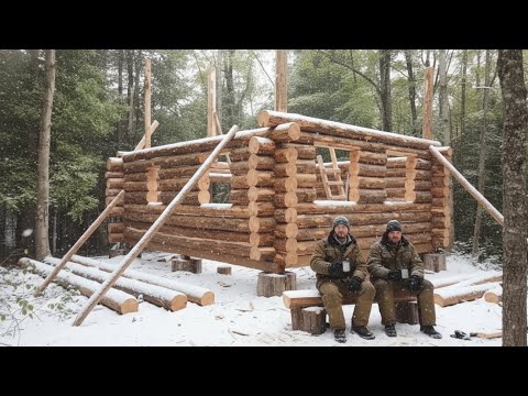 From Snowy Mountains to Home: Building a Cozy Log Cabin | Start to Finish