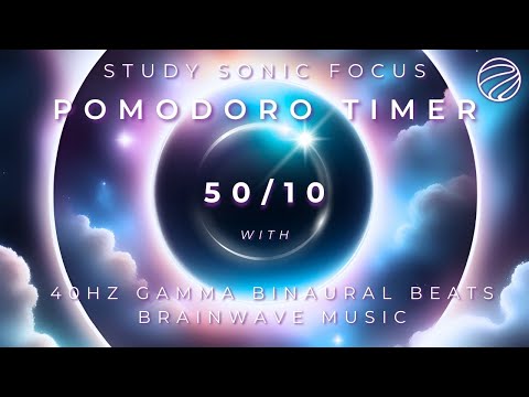 Focus Music for Study POMODORO TIMER (50/10) | Gamma Binaural Beats Productivity Music for Students