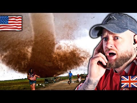 Terrified Brit Reacts to "I Rescued A Family From This Tornado..."