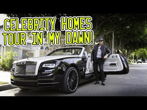 Celebrity homes tour around Beverly Hills in a Rolls Royce Dawn!