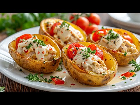 Goldene Kartoffeln mit Hähnchen und geschmolzenem Käse – schnell und lecker!