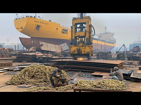 Recycling Old Ship Plates into Luxury Golden Chains | Metal Recycling Process Inside Factory 