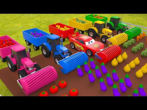 MCqueen Cars Tractor Farm Vehicles Toys Vegetables for Children