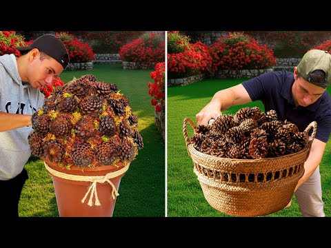 Garden with Pinecones: 2 Ideas to Decorate Your Backyard!🌼🌿🌼🌿
