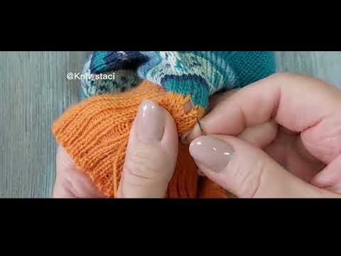 Вязание. Сборка носка. Плоский шов на резинке