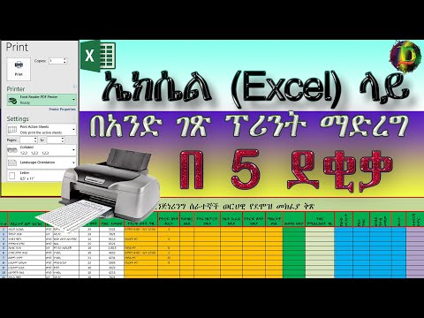 ኤክሴል ላይ ፕሪንት ማድረጊያ መንገዶች በ5 ደቂቃ | Excel Print Tip in 5 Min