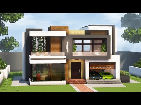 How to Build a Modern House in Minecraft | Modern Mansion Tutorial
