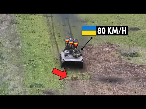 Ukrainian APC Runs Over a Mine at Maximum Speed
