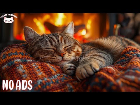 Calming Music for Cats 💤 Soft Purrs with Gentle Fireplace Sounds for Healing & Deep Sleep