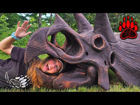 I Carved a Dinosaur Skull out of a Single Giant Log