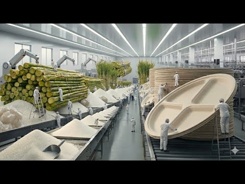 The $100 Million Sugar Factory: Endless Sugarcane to Purest Crystal & Eco Tableware ( ASMR Process )