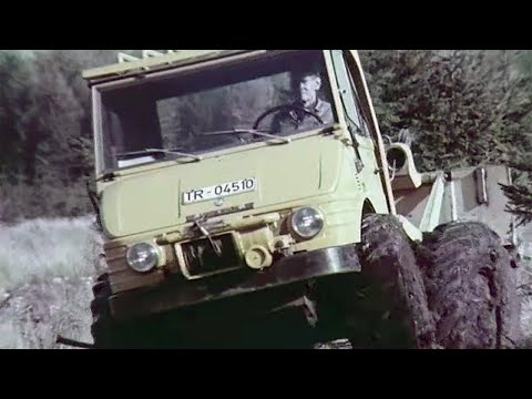 The Unimog in the wood harvest - Historical advertising film with Werner Uniknick & cable winch