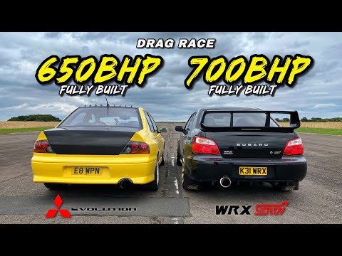 EVO vs STI.. 700HP SUBARU WRX STI vs 650HP MITSUBISHI EVO 8