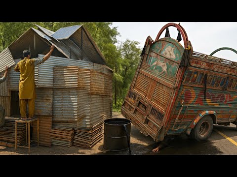 Truck Mechanic Builds Mini Workshop on Road from Scrap for Instant Heavy Duty Truck Repairs