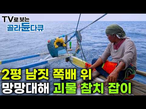 낚싯대도 없이 2평 쪽배 타고 망망대해로...｜맨손으로 100kg 괴물 참치 끌어올리는 필리핀 어부들｜인간과바다｜#골라듄다큐