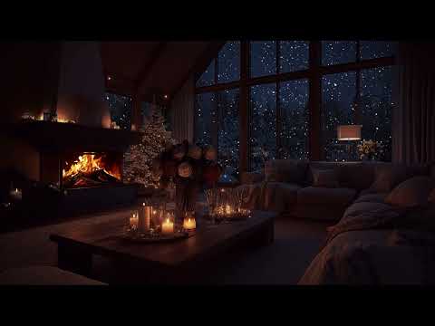 Quiet February Night • Cozy Cabin, Warm Fireplace, Gentle Piano & Deep Winter Sleep Ambience