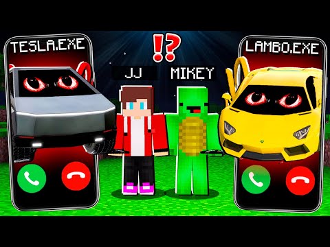 Why CYBERTRUCK MONSTER vs MONSTER LAMBORGHINI CALLING to JJ and MIKEY at 3AM ? Minecraft Maizen