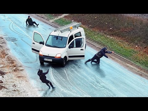 Loucuras em Estradas Congeladas Flagradas Pelas Câmeras