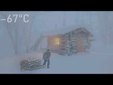 I Survived a -67°C Winter Snowstorm in a Warm Cabin | Off Grid Life in a Stone Mountain
