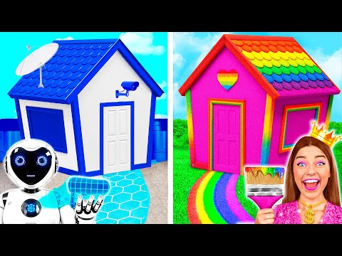Robot Protiv Barbie Kuće sa Jednom Bojom Izazov | Zabavne Dekoracija Ideje