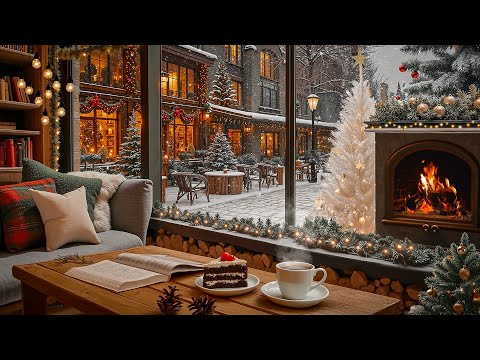 December Winter Coffeehouse Jazz ☕ Relaxing Piano Jazz & Fireplace Crackling for Focus, Work & Calm