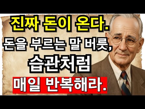 진짜 돈이 온다. 돈을 부르는 말 버릇, 습관처럼 매일 반복해라. I 나폴레온 힐 I 끌어당김의 법칙