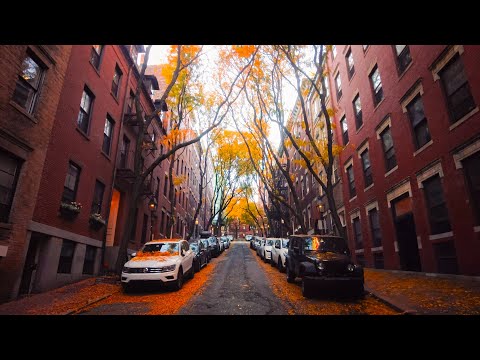 Autumn Sunrise Walk in Boston, MA (4K) | Beacon Hill - Binaural Audio, City Sounds
