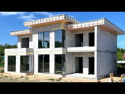 Обзор современного двухэтажного дома из газобетона по проекту "Магма" площадью 245 м2 в Хабаровске