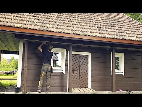 Log Cabin Update: Installing Window Sills, Outdoor Lights & Porch Roof