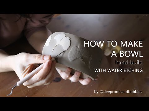 How to make a bowl with water etching - (hand-built ceramics) | The entire pottery process