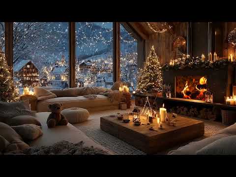 Peaceful Fireplace & Soft Piano Music | Cozy Winter Night Ambience for Sleep and Relaxation