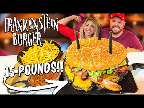 15lb Viral "Frankenstein" Monster Burger Challenge w/ @KatinaEatsKilos