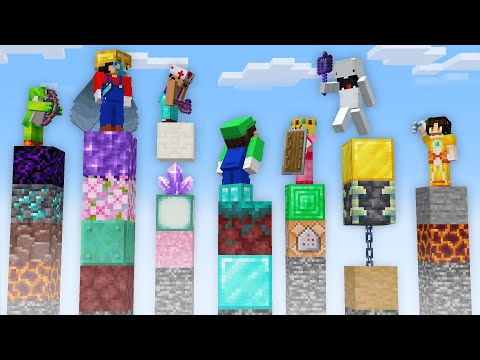 7 YouTubers VS Random Items Pillars in Minecraft...