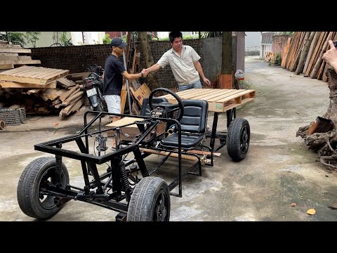 Design Idea Of Electric Car From Wooden Pallet With Sturdy Zinc Frame // Creative Carpenter